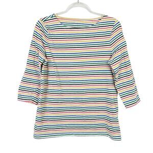 Talbots Outlet Rainbow Stripe 3/4 Sleeve Casual Tee Shirt Cotton Womens Large